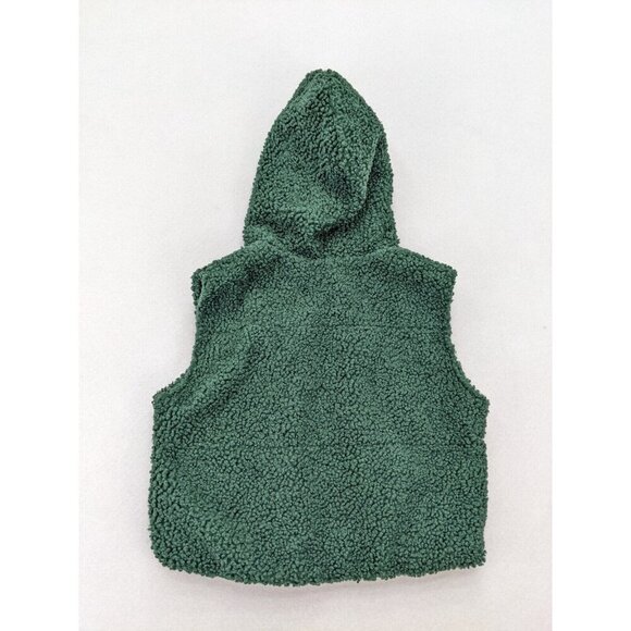 Ella Blue Women's Vest Size S Green Sherpa Fuzzy Textured Hood - Picture 16 of 16